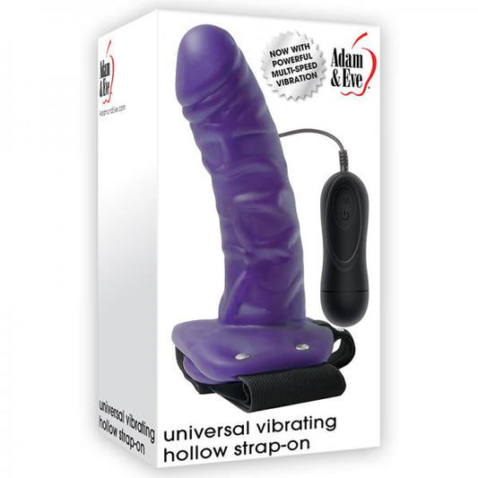 Adam & Eve Universal Vibrating Hollow Strap-on Silicone Purple