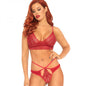 2pc Sweetheart Lace Bralette And Matching Strappy Cut Out G-string. Red Med/lge