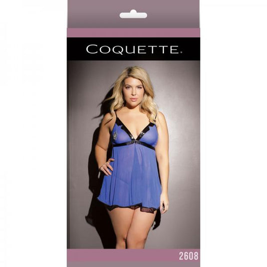 Babydoll & G-string Blue/black Xl