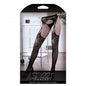 What If? Garter Belt With Attached Floral Net Stockings With Back Seam Queen