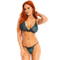 Wrap Around Bralette Adjustable Straps W/ G-string Panty Teal M/l