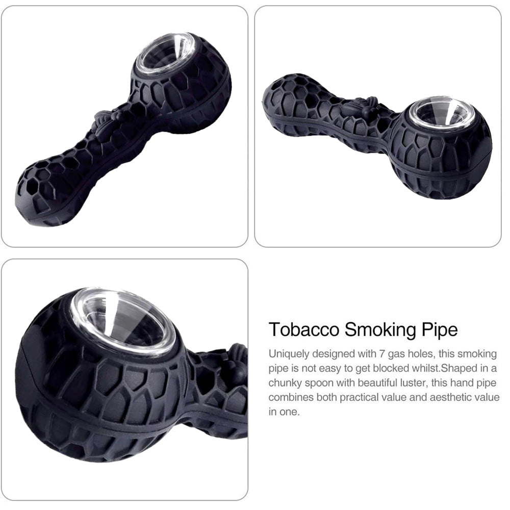 Silicone Tobacco Smoking Pipe with Glass Bowl