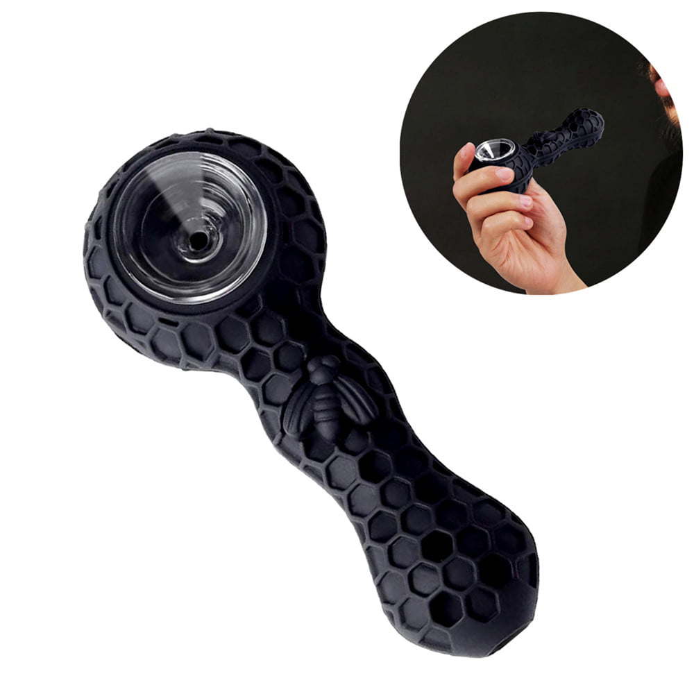 Silicone Tobacco Smoking Pipe with Glass Bowl