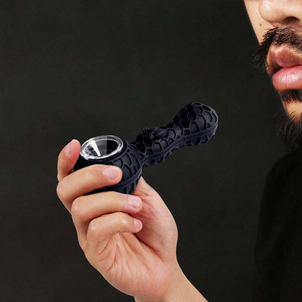 Silicone Tobacco Smoking Pipe with Glass Bowl